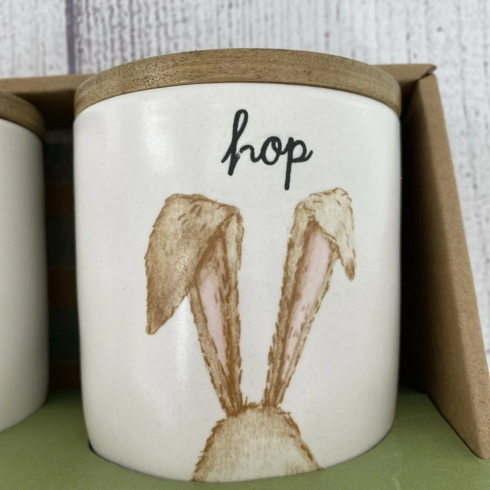 Rae Dunn Magenta Canister Jar Set Hip Hop Easter Bunny Ceramic Spring Summer